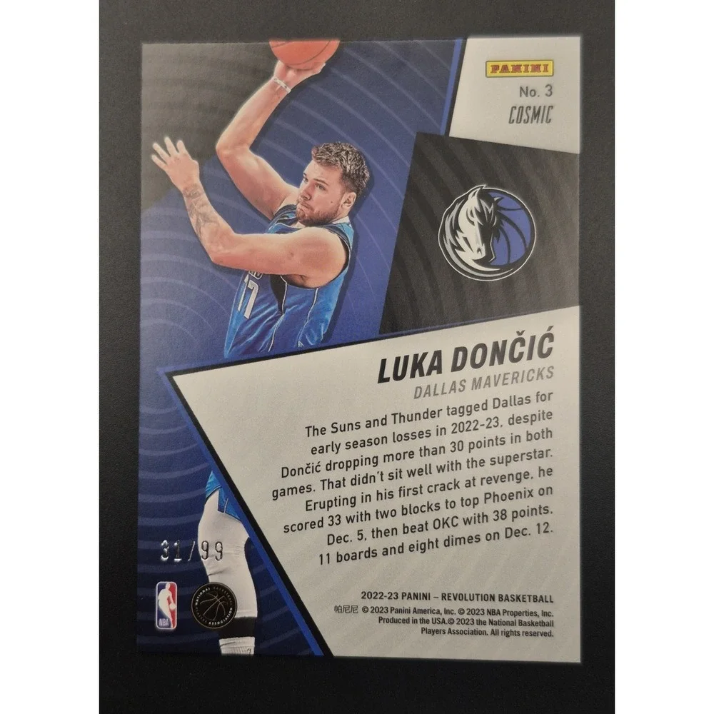 2022-23 Panini Revolution Luka Dončić #3  Shockwave Cosmic Blue /99 Mavs Lakers